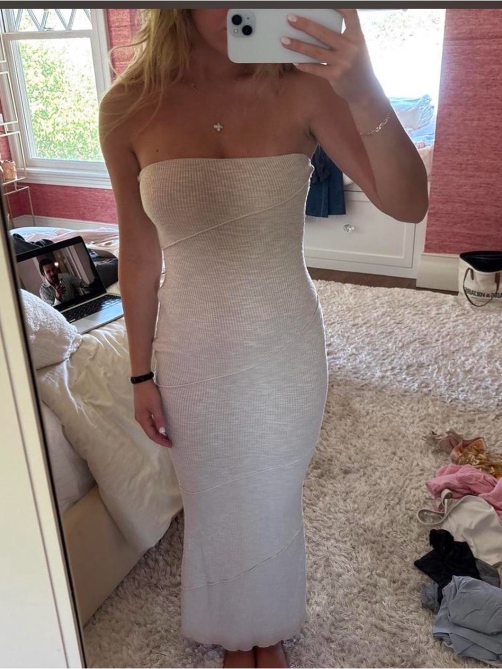 Princess Polly Beige Strapless Dress Size 0